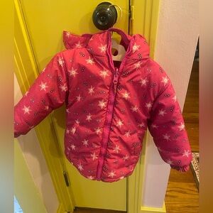 Pink Snowflake Puffer Jacket